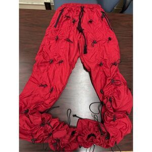 MNML Red Mens Bungee Cord Parachute Pants Size X-Small